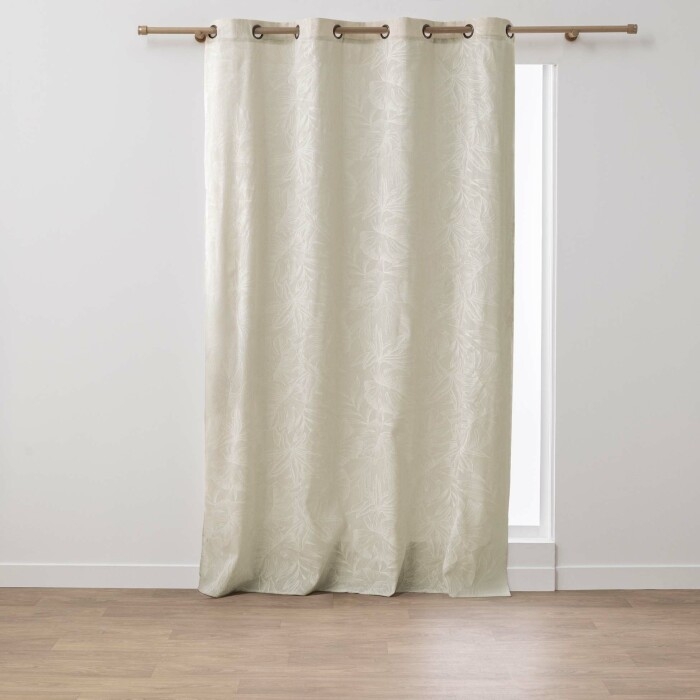 Rideau à œillets 140 x 240 cm polycoton imprimé feuilles – Style naturel & élégant – Lorenza