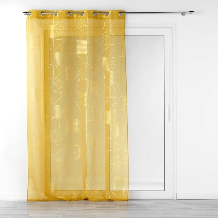 Panneau a oeillets 140 x 280 cm voile sable imprime metallise lineor Jaune/or