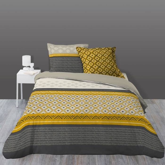 Housse de couette 240 x 220 cm coton 57 fils + 2 taies Isigeo