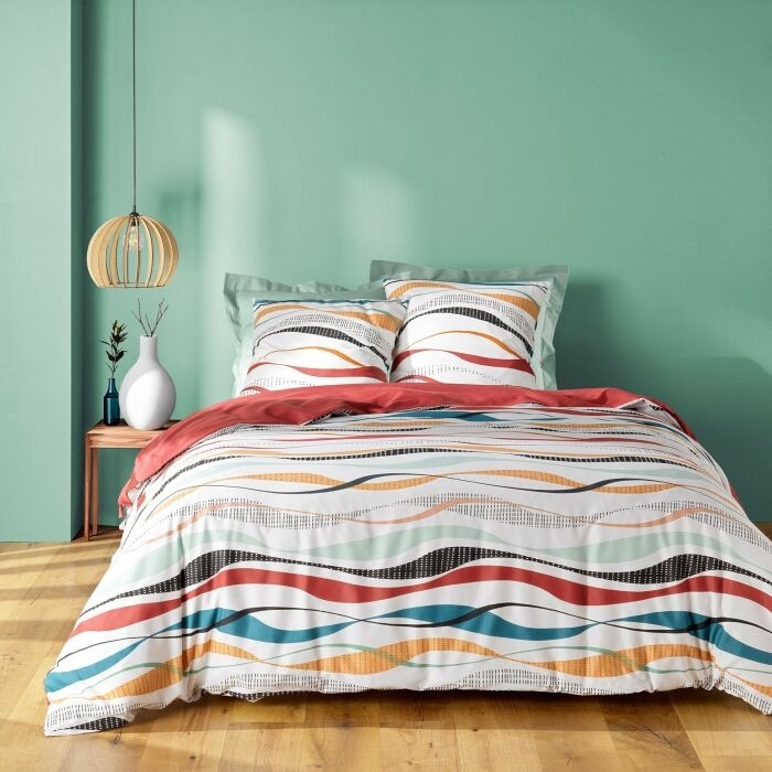 Parure 3 p. 240 x 220 cm polycoton  52 fils Vagueline Rouge