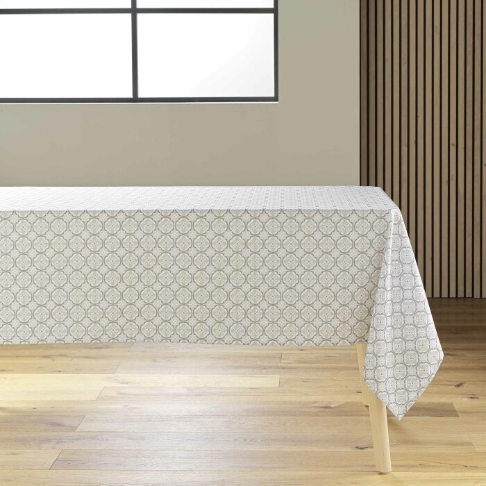 Nappe rectangle 145 x 240 cm polyester imprime costaria Naturel