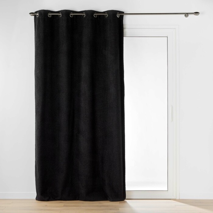 Rideau a oeillets 140 x 240 cm bouclette unie Wooly Noir
