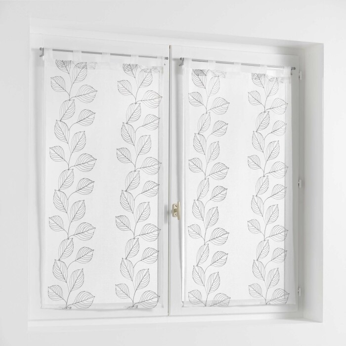 Paire droite passants 2 x 60 x 120 cm voile sable brode edenia Gris