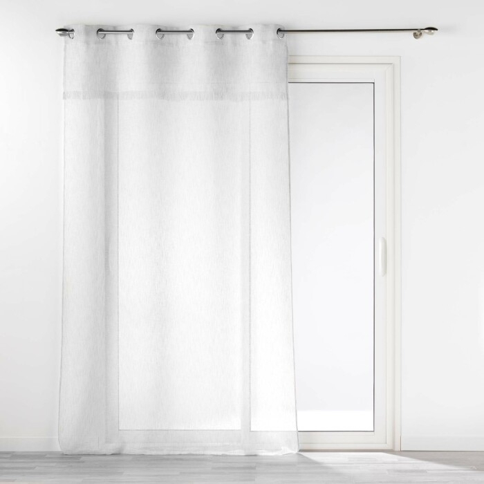 Panneau a oeillets 140 x 240 cm effet lin tisse+franges eleania Blanc