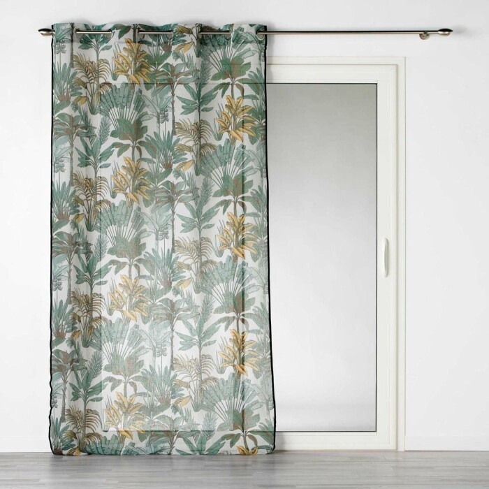 Voilage a oeillets 140 x 240 cm effet lin tissé  imprimé balinesia Sans