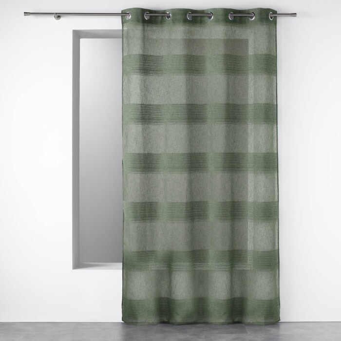 Voilage a oeillets 140 x 240 cm effet lin tisse fils chenille terraza Kaki