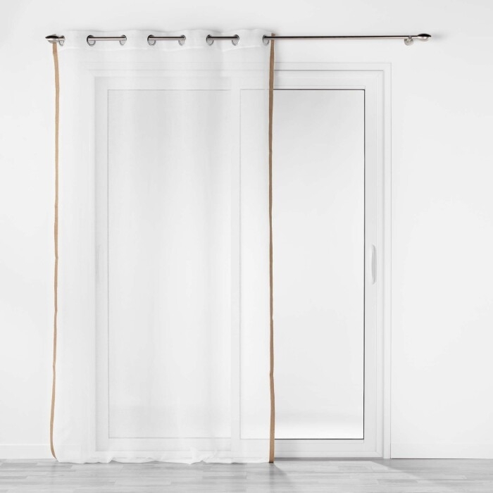 Voilage a oeillets 140 x 240 cm voile sablé +jute Sarah Blanc