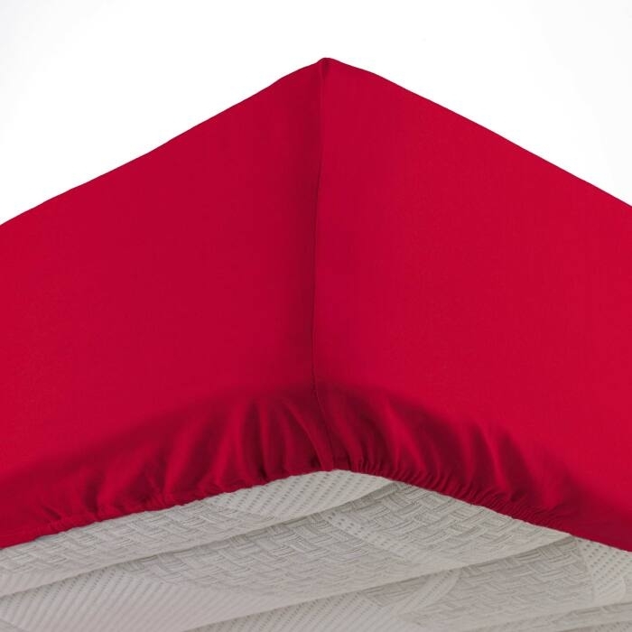 Drap housse 2 personnes 140 x 190 cm microfibre unie oscar Rouge