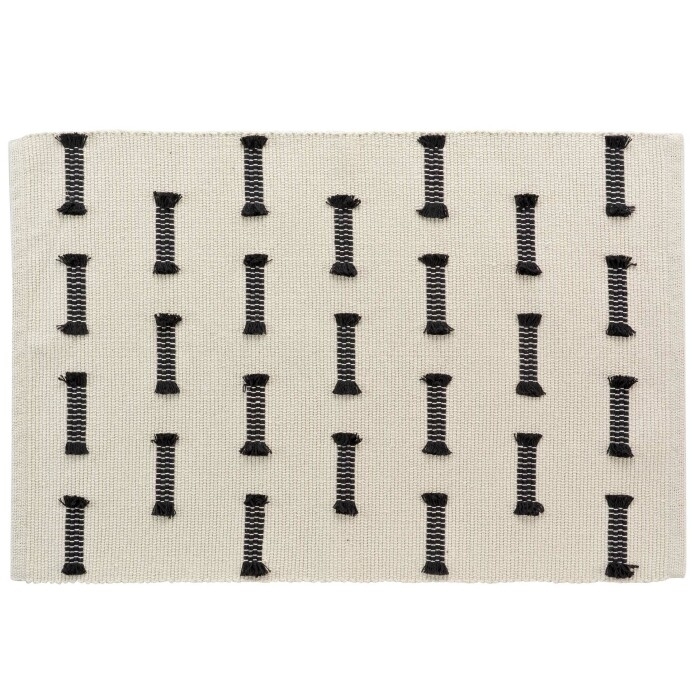 Tapis rectangle 50 x 80 cm coton tisse uni+fils coupes juline Naturel