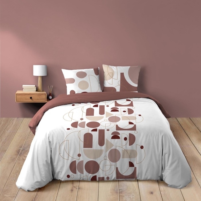 Housse de couette 240 x 220 cm coton 42 fils + 2 taies Chilipop rose