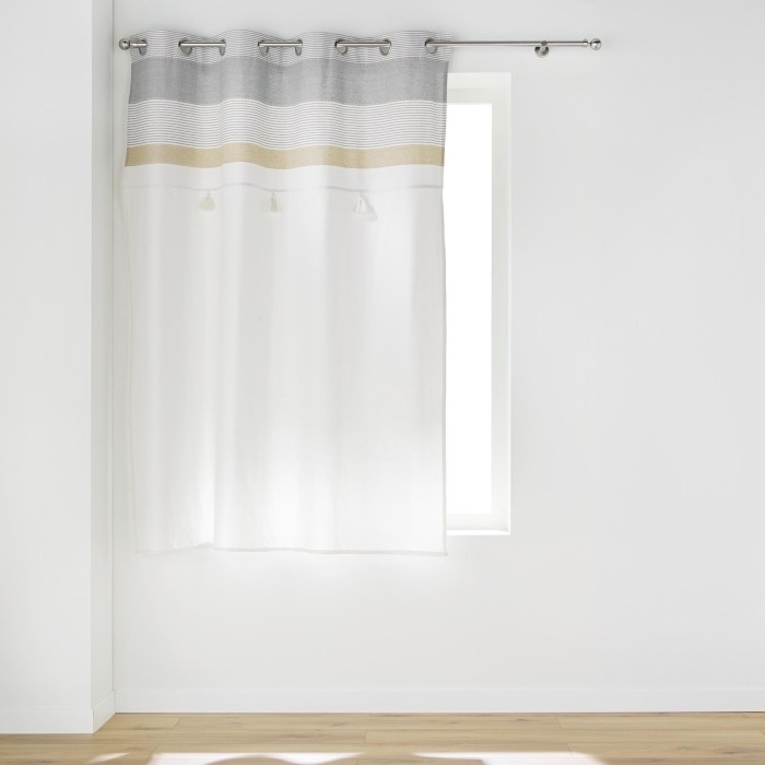 Rideau à œillets 140 x 180 cm - Modèle Iliade avec pompons