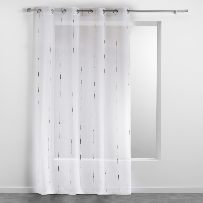 Panneau a oeillets 140 x 280 cm voile sable fils chenille chenilla Naturel