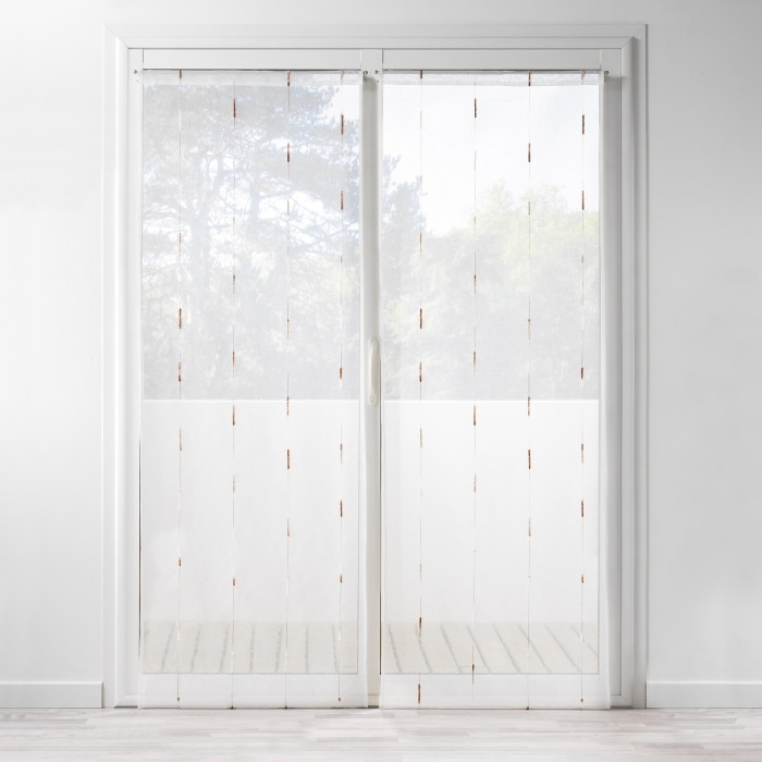 Paire droite passe tringle 2x70x240 cm voile sable fil chenille chenilla Naturel