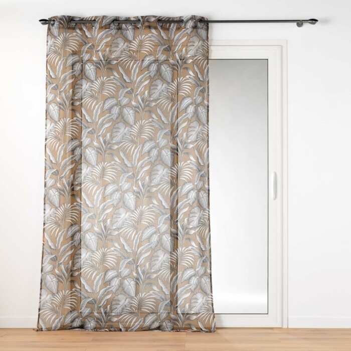 Voilage a oeillets 140 x 280 cm voile sablé imprimé Cabana Camel