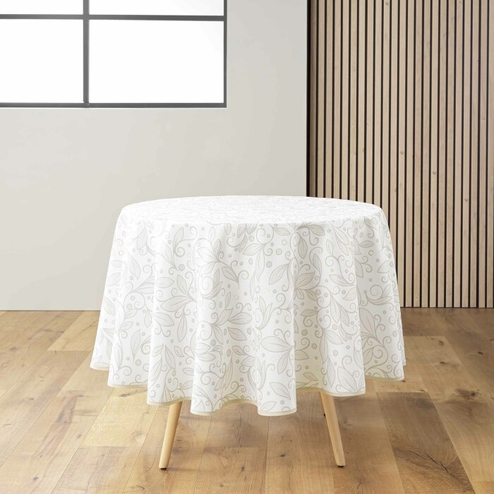 Nappe ronde (0) 180 cm polyester imprime metallise leya Sans