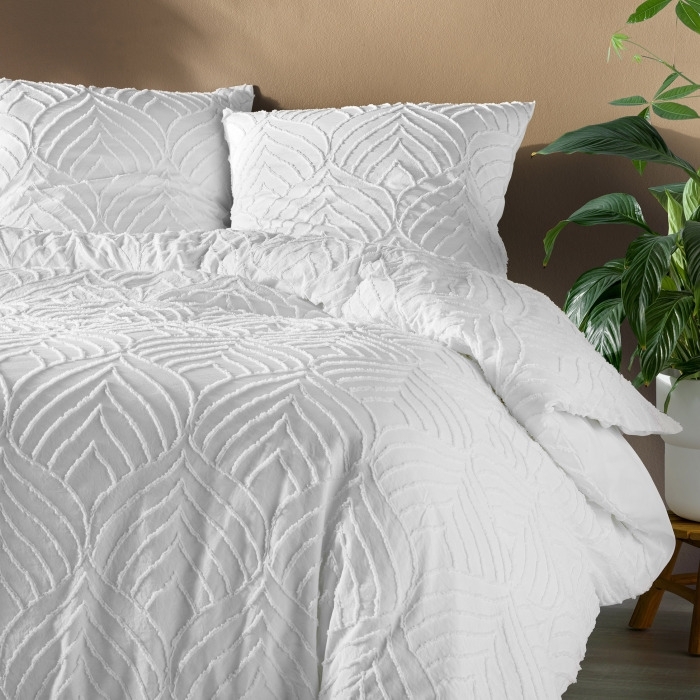 Housse de couette 260 x 240 cm microfibre unie tuftee heltie Blanc