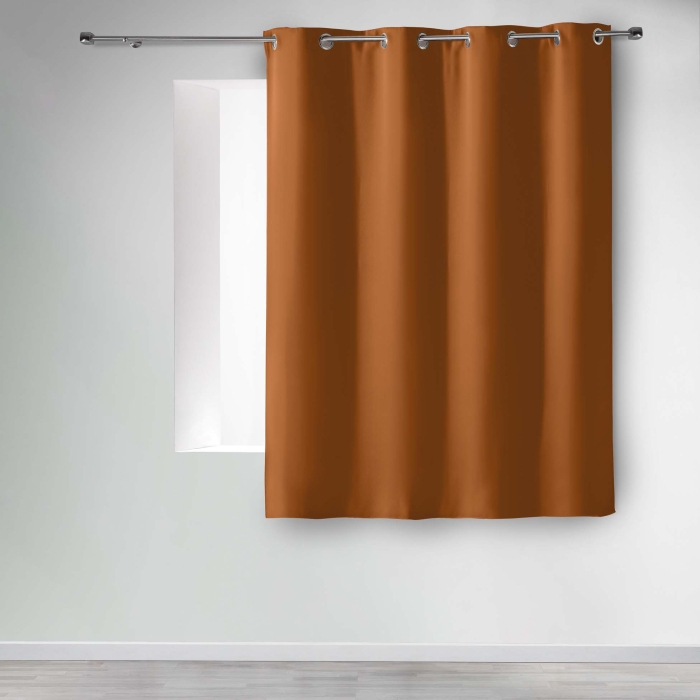 Rideau occultant à œillets 135 x 180 cm – Uni Camel – Petite hauteur