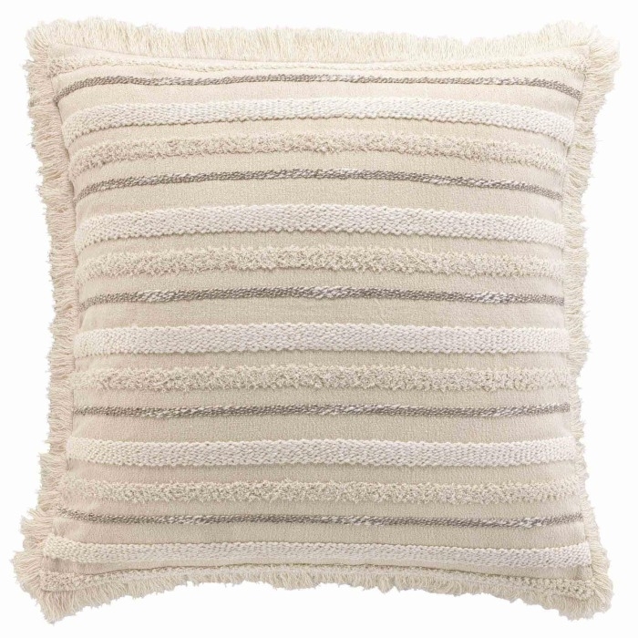Coussin Déhoussable à Franges 60 x 60 cm – Coton Tissé – Atlas Naturel