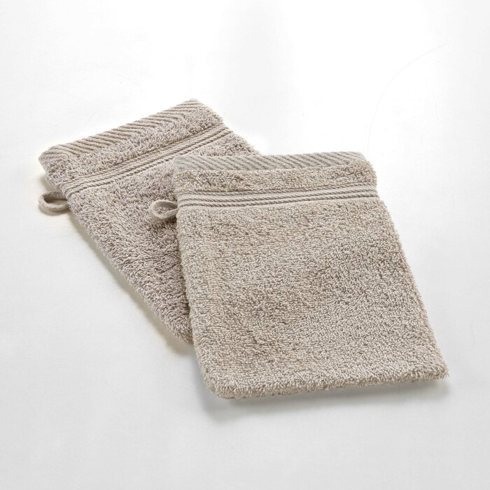 2 gants de toilette 15 x 21 cm eponge unie tendresse Taupe
