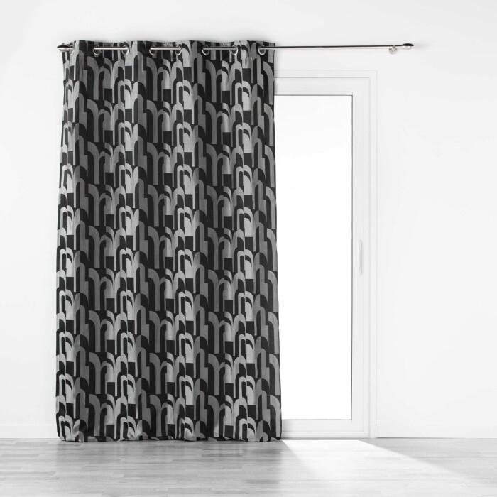 Rideau a oeillets 140 x 260 cm jacquard Medicis Noir