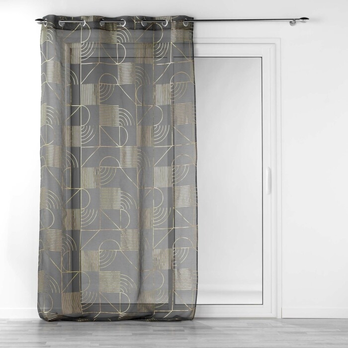 Panneau a oeillets 140 x 280 cm voile sable imp. metallise lineor Anthracite/or
