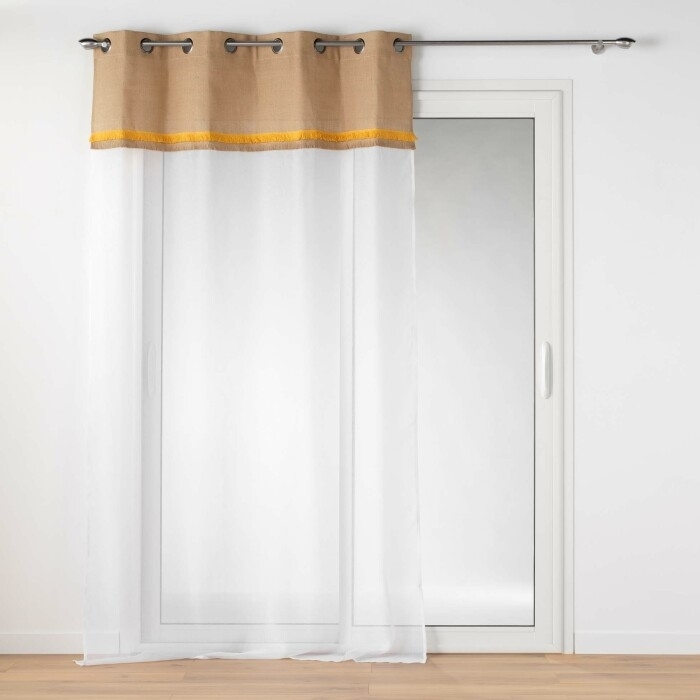 Voilage a oeillets 140 x 240 cm voile sablé + jute Malory Jaune