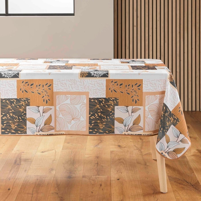 Nappe rectangle 150 x 240 cm polyester imprime faya Naturel