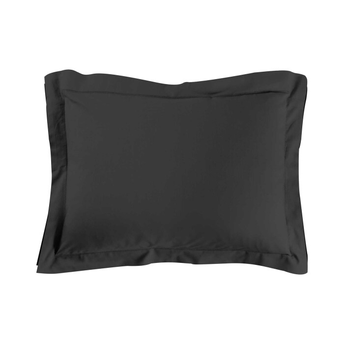 Taie d'oreiller 50 x 70 cm uni 57 fils lina +point bourdon Noir