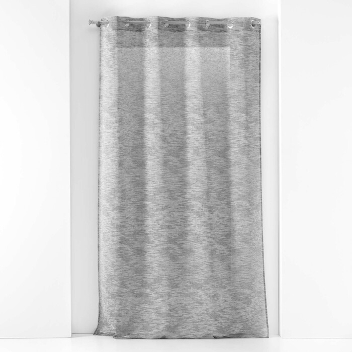 Voilage a oeillets 140 x 240 cm effet lin tissé fils coupés Zebra Anthracite