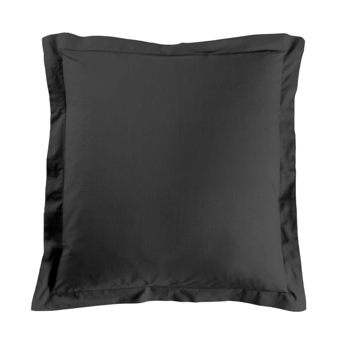 Taie d'oreiller 63 x 63 cm uni 57 fils lina +point bourdon Noir