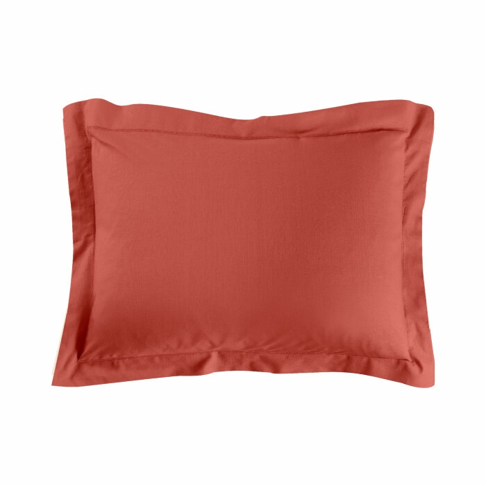 Taie d'oreiller 50 x 70 cm uni 57 fils lina +point bourdon Terracotta