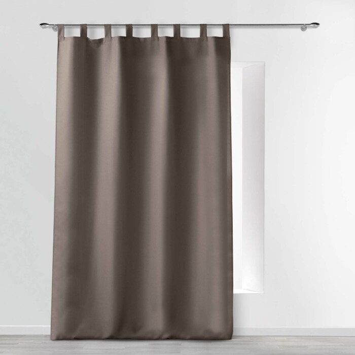 Rideau a passants 140 x 260 cm polyester uni essentiel Taupe