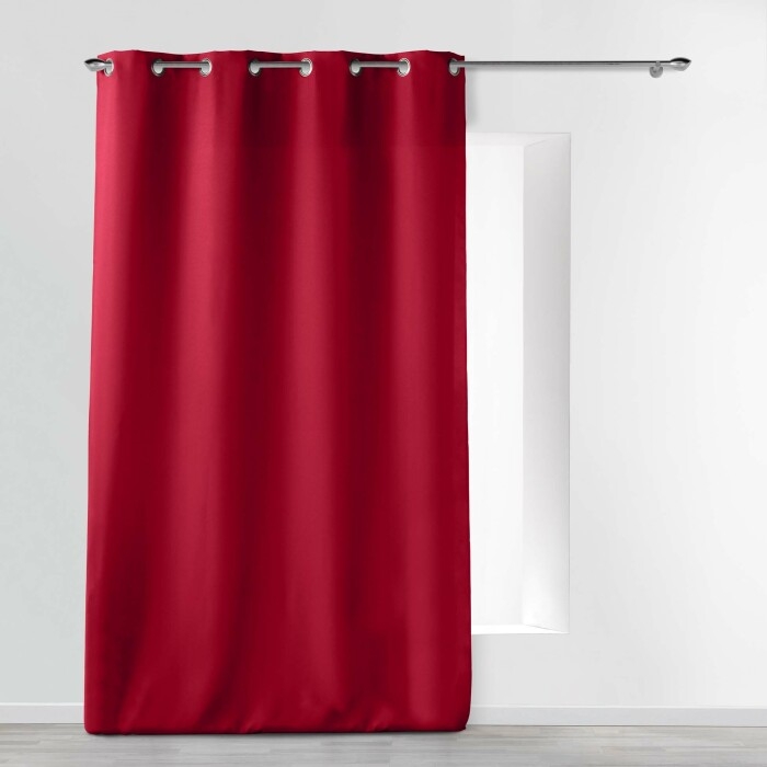Rideau grande hauteur à œillets 140 x 280 cm – Polyester uni Essentiel Rouge