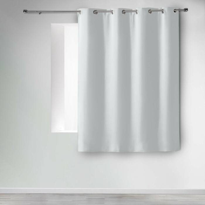 Rideau occultant à œillets 140 x 180 cm – Uni Gris pâle – Petite hauteur –