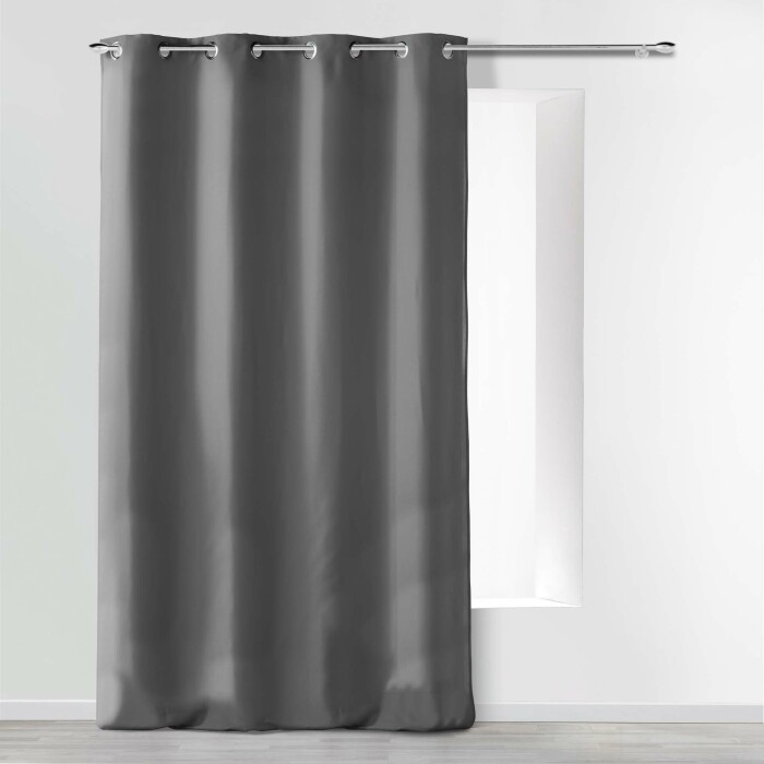 Rideau à œillets 140 x 260 cm en microfibre unie – Absolu Gris anthracite