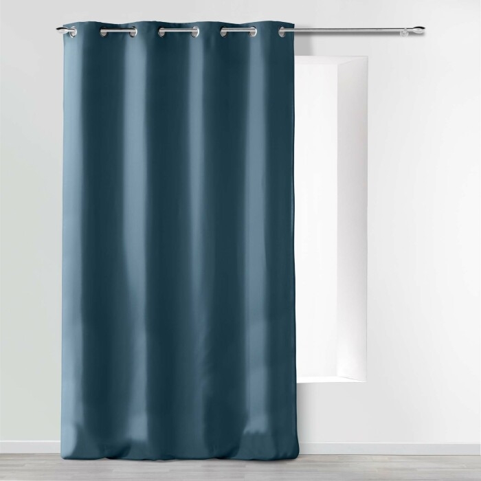 Rideau à œillets 140 x 260 cm en microfibre unie – Absolu Indigo