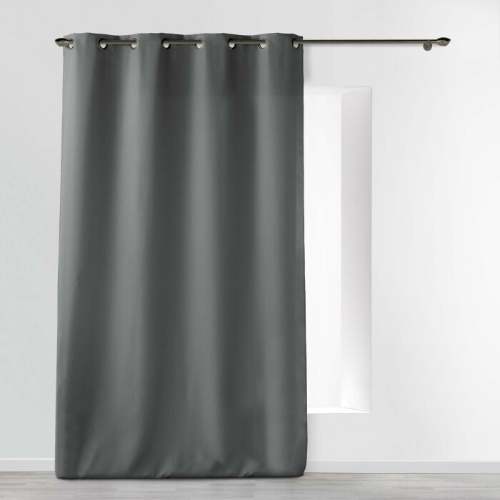 Rideau grande hauteur à œillets 140 x 280 cm – Polyester uni Essentiel Anthracite