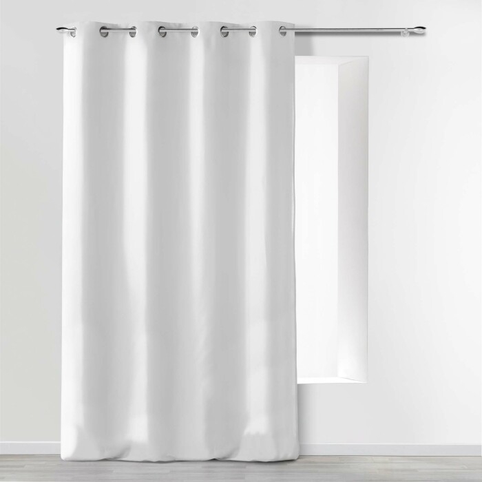 Rideau à œillets 140 x 280 cm en microfibre unie – Absolu Blanc– Grande hauteur