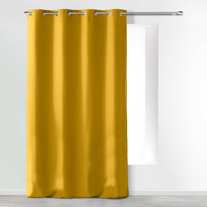 Rideau à œillets 140 x 280 cm en microfibre unie – Absolu Moutarde – Grande hauteur