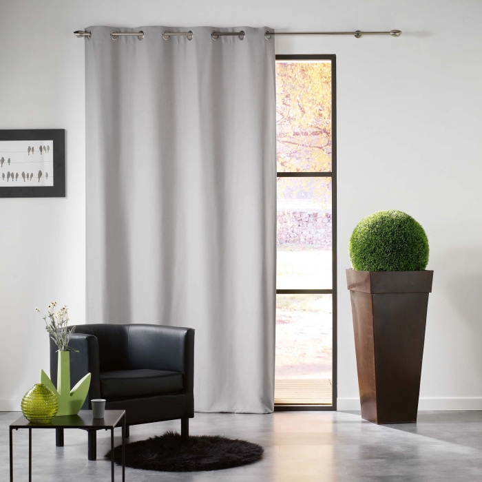 Rideau a oeillets 140 x 240 cm occultant uni mezzo Gris