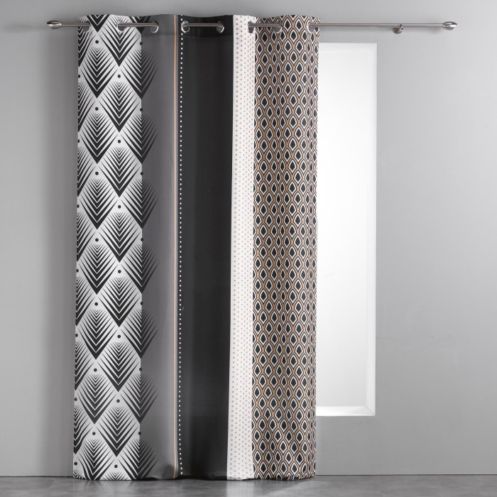 Rideau à œillets 140 x 260 cm – Polyester imprimé Galileo Noir