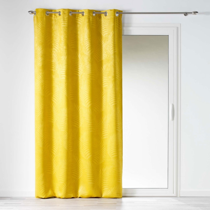 Rideau occultant 140 x 240 cm en velours frappé Tropicaline Jaune