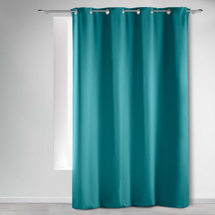 Rideau Occultant Grande Hauteur 135 x 280 cm – Uni Bleu – À Œillets