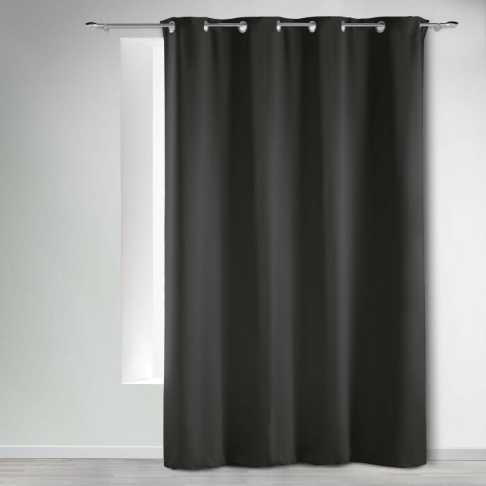 Rideau Occultant Grande Hauteur 135 x 280 cm – Uni Noir  – À Œillets