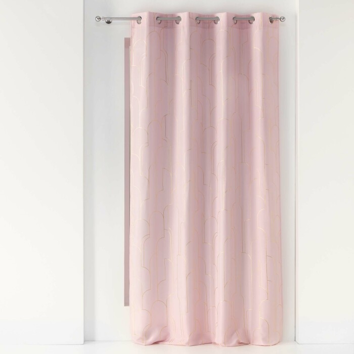 Rideau à œillets 140 x 260 cm – Polyester imprimé métallisé Domea Rose/Or