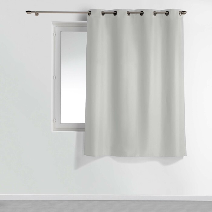 Rideau à œillets petite hauteur 140 x 180 cm – polyester uni essentiel – Gris