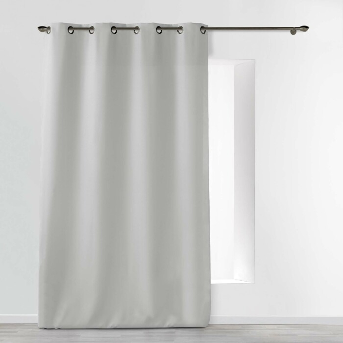 Rideau À Œillets 140 x 260 cm Polyester Uni Essentiel - Gris perle
