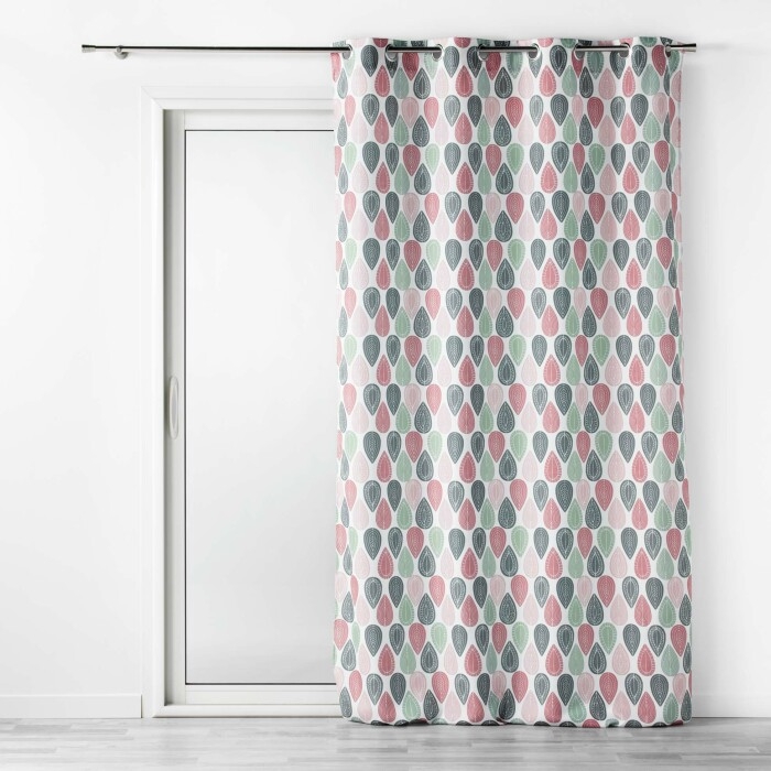 Rideau à œillets 140 x 260 cm – Polyester imprimé Palpito Rose