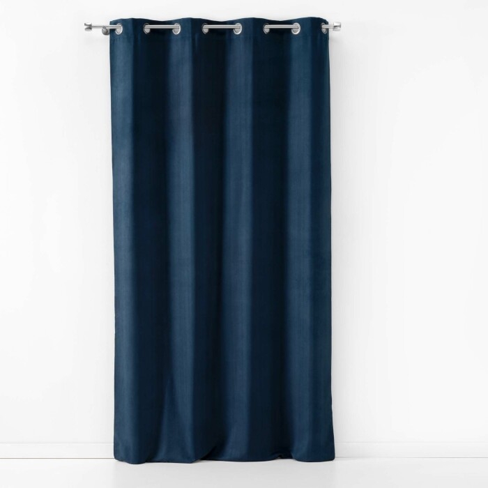 Rideau à Œillets 140 x 240 cm – Suédine Toucher Peau de Pêche – Sultane Marine