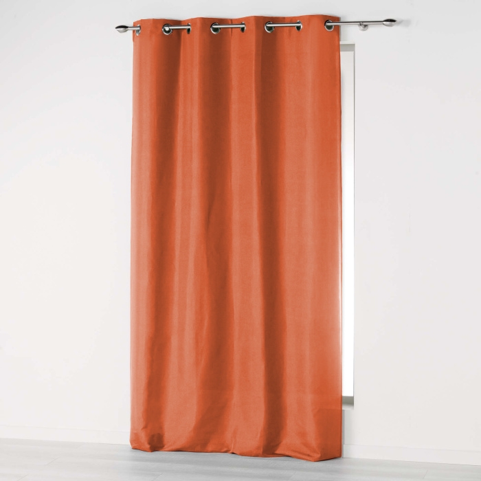 Rideau à œillets 140 x 280 cm en microfibre unie – Absolu Terracotta – Grande hauteur
